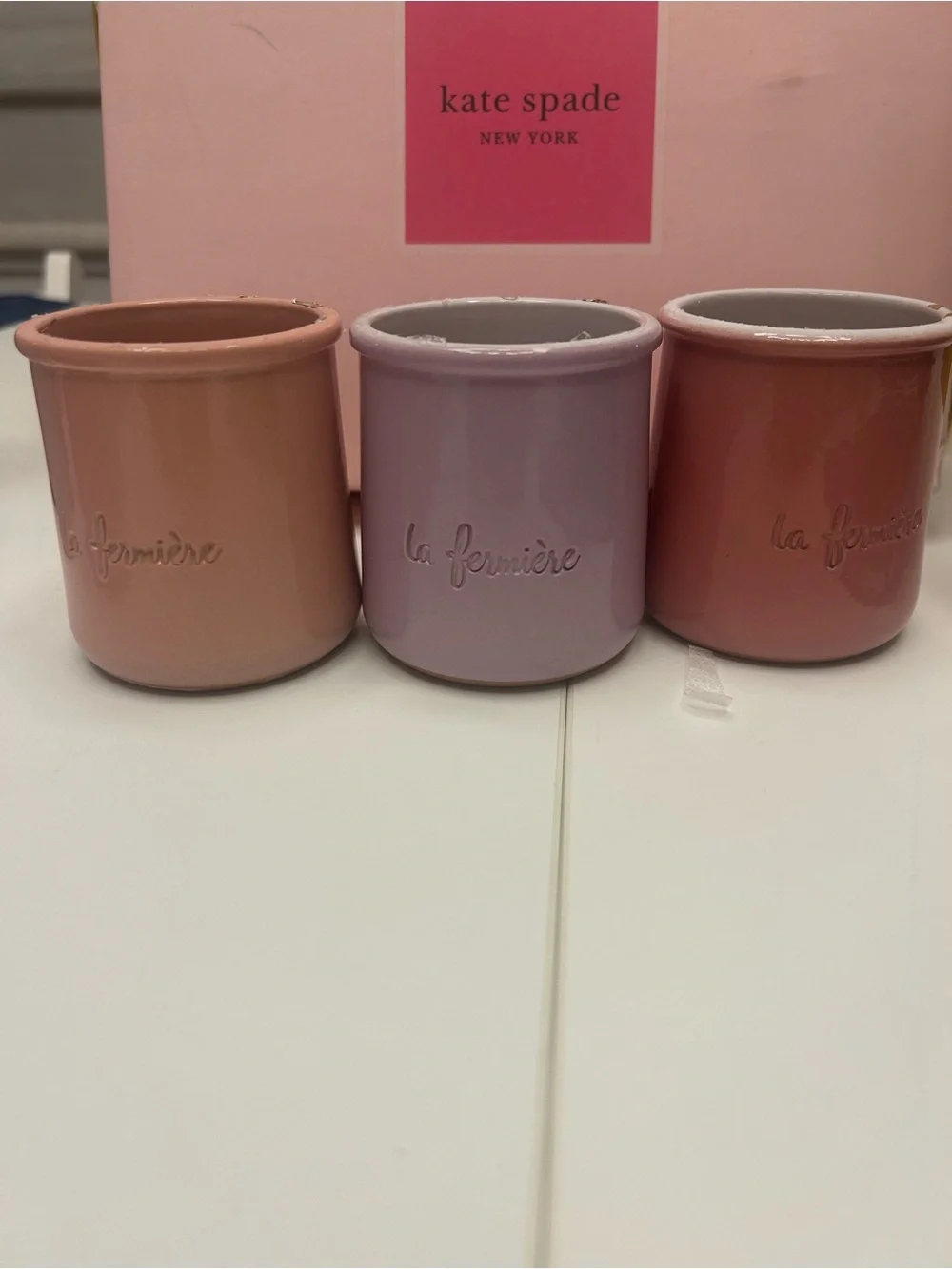La Fermière Ceramic Jar Trio - Pastel Pink, Dusty Rose & Lavender